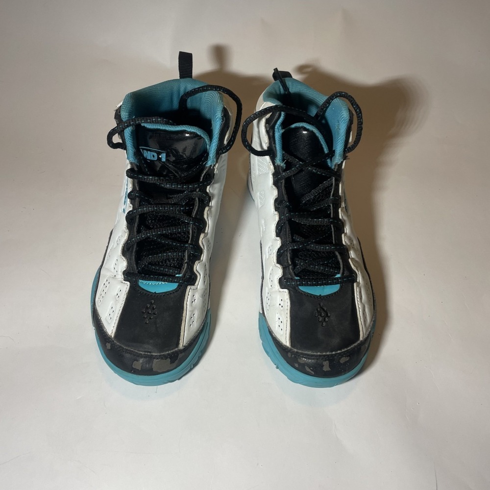 AND 1 Boys Youth Sz 3 Basketball Lace-Up High-Top Shoes Sneakers White Teal